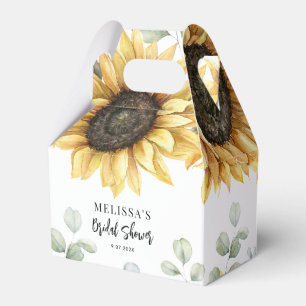 Sunflower Watercolor Floral Script Bridal Shower Favor Box