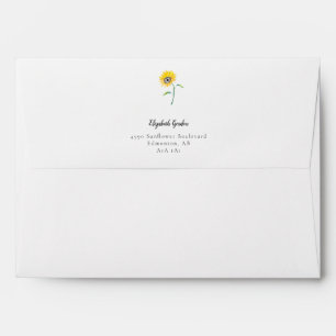 Sunflower Watercolor Floral Script Elegant Yellow  Envelope