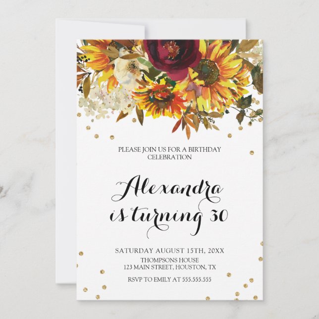 Sunflower watercolor Invitation (Front)