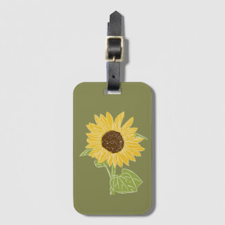 Sunflower watercolor luggage tag