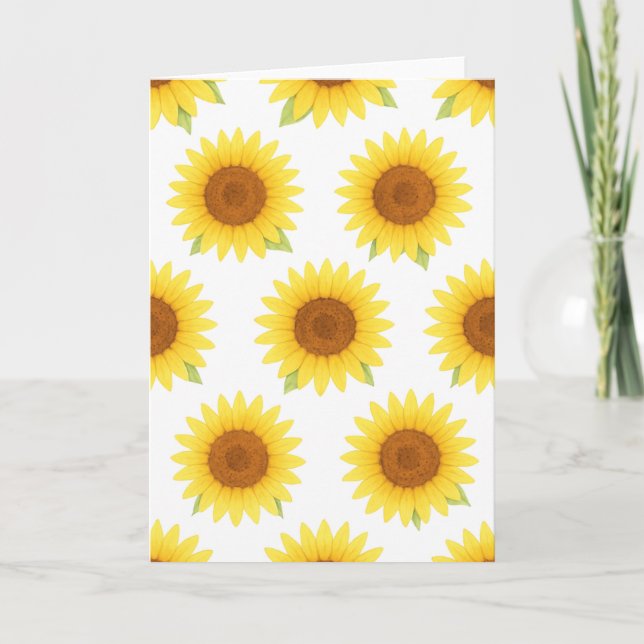 Sunflower Watercolor Pattern Greeting Card (Front)