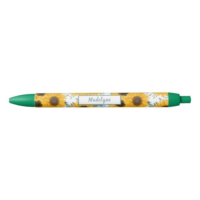 Sunflower Watercolor Pattern Personalized pen (Front)
