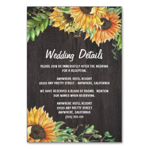 Sunflower Watercolor Reception + Hotel Cards