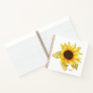 Sunflower watercolor spiral lined notebook