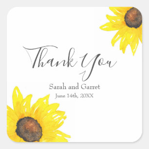 Sunflower Watercolor Square Sticker