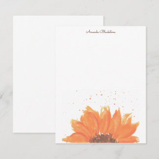 Sunflower Watercolor Stationary Card