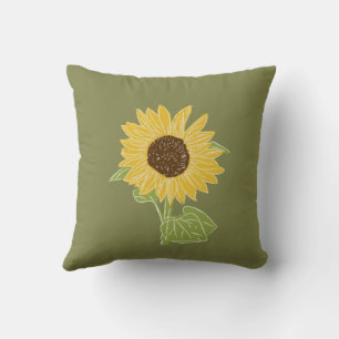 Sunflower watercolor throw pillow