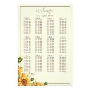 Sunflower Watercolor Wedding Seating Chart Print