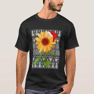 Sunflower Wearing Santa Hat Men Women Kids Ugly Ch T-Shirt