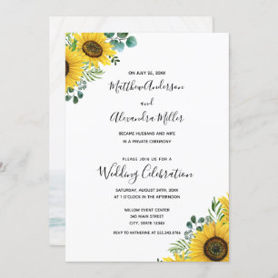 Sunflower Wedding Announcement and Reception
