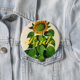Sunflower Wedding Badge Button for Wedding Party