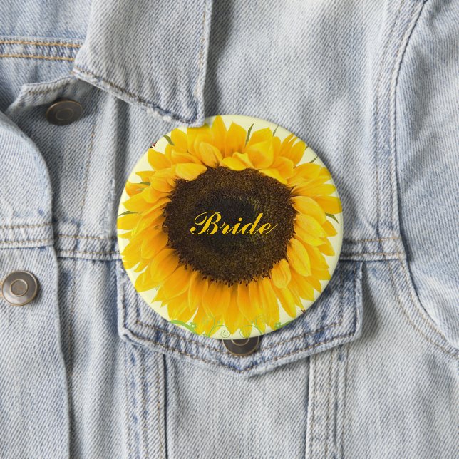 Sunflower Wedding Badge Button for Wedding Party (In Situ)