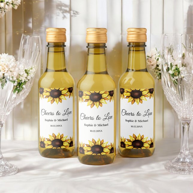Sunflower Wedding Cheers Floral   Wine Label (Creator Uploaded)