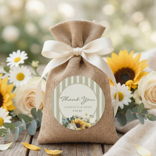 Sunflower Wedding Classic Round Sticker