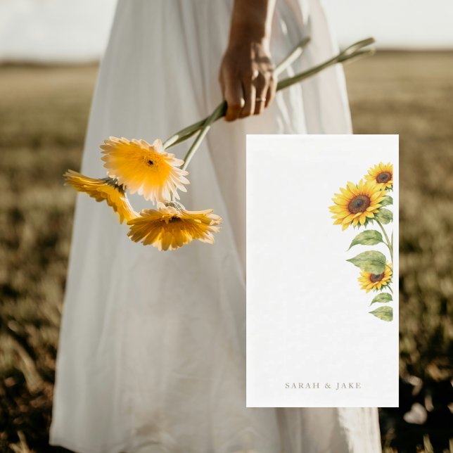 Sunflower Wedding Couple Names Personalized Napkin (Creator Uploaded)