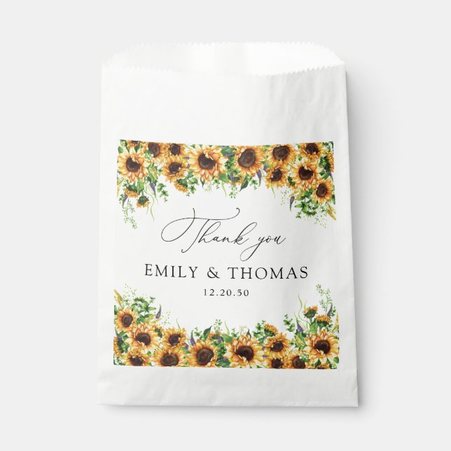 Sunflower Wedding Favour Bag (Front)
