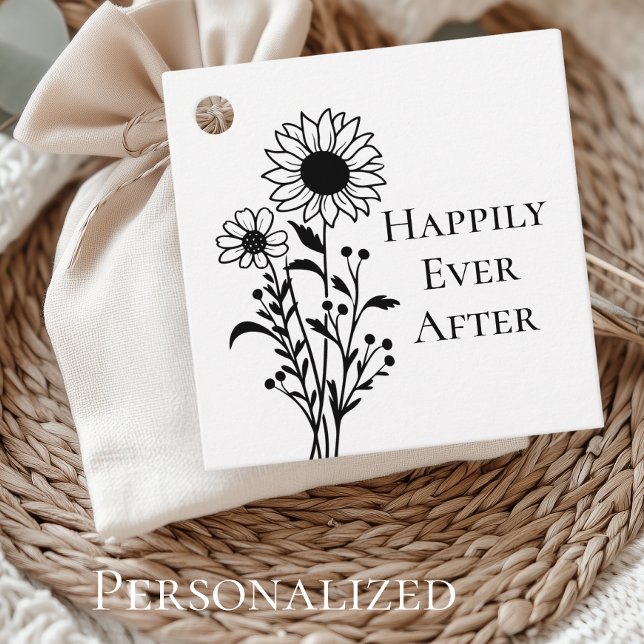 Sunflower Wedding Favour Tag Rustic Wildflowers (Creator Uploaded)