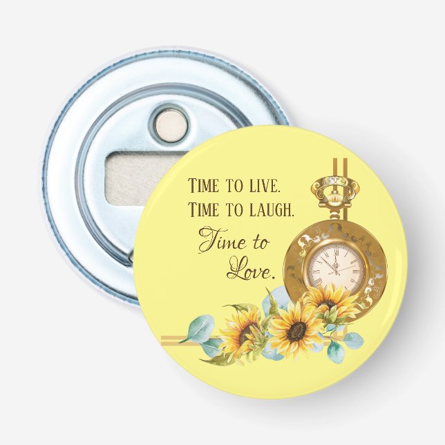 Sunflower Wedding Favour (Yellow) Magnet Bottle Opener (Front)