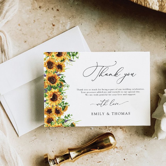 Sunflower Wedding Flat Thank You Cards (Creator Uploaded)