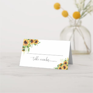 Sunflower Wedding Folded Place Card
