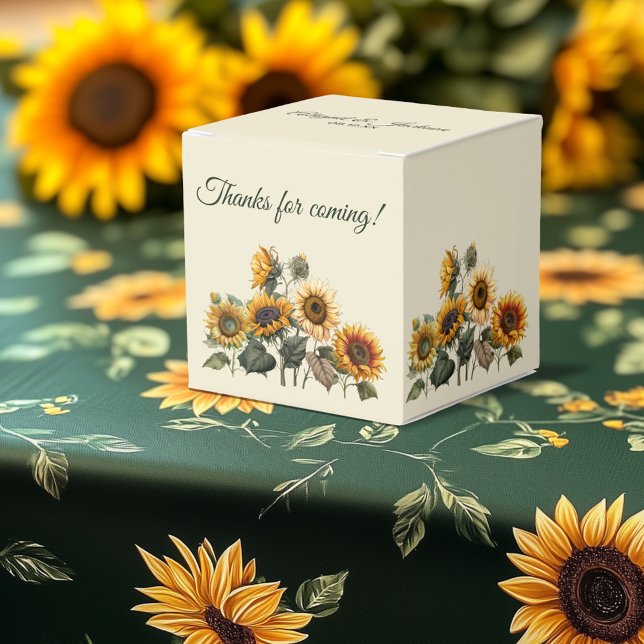 Sunflower Wedding Forest Green Rustic Favor Box (Creator Uploaded)