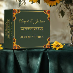 Sunflower Wedding Green & Gold Wedding Planner Binder