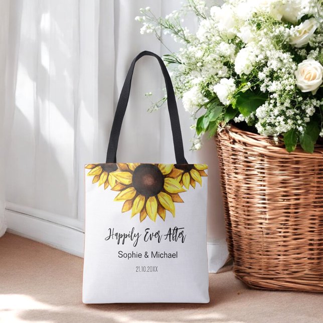 Sunflower Wedding Happily Ever After Tote Bag (Creator Uploaded)