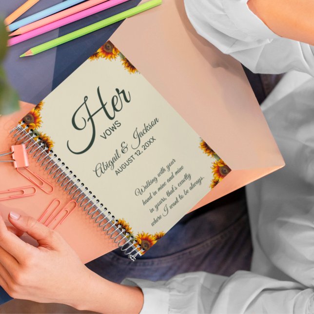 Sunflower Wedding Her Vows Customizable Notebook (Creator Uploaded)
