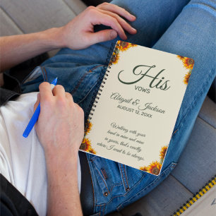 Sunflower Wedding His Vows Customizable Notebook