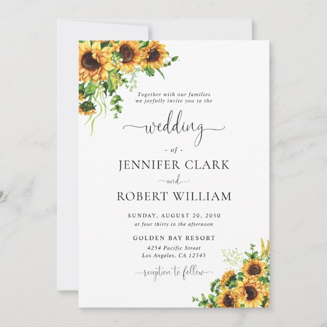 Sunflower Wedding Invitation (Front)