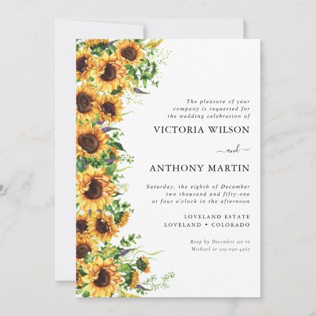 Sunflower Wedding Invitation (Front)