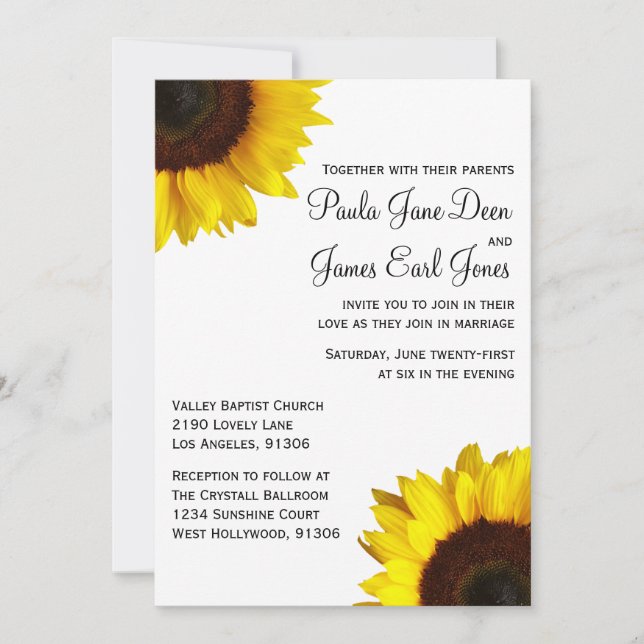 Sunflower  Wedding Invitation (Front)