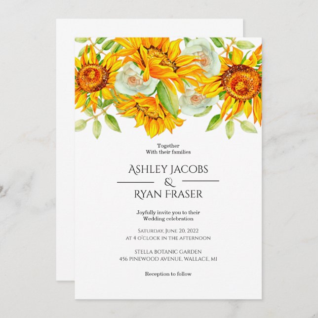 Sunflower wedding  invitation (Front/Back)