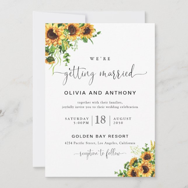 Sunflower Wedding Invitation (Front)