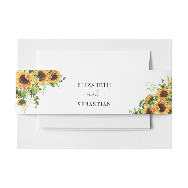 Sunflower Wedding Invitation Belly Band (Front Example)