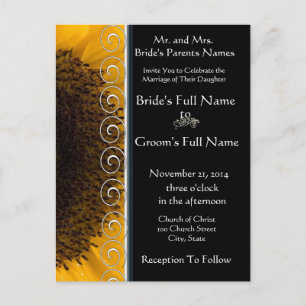 Sunflower Wedding Invitation Postcard