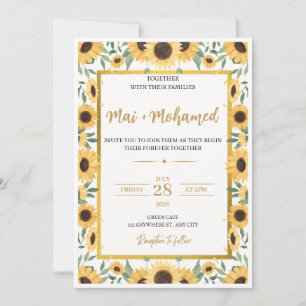 Sunflower Wedding Invitation – Rustic Summer Flora