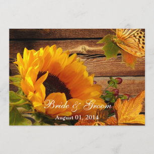 Sunflower Wedding Invitations, Rustic Country Fall Invitation