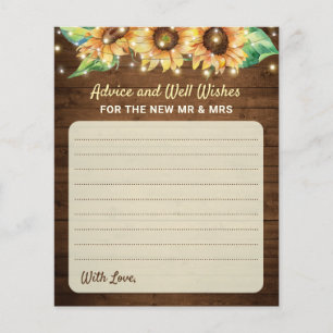 Sunflower Wedding New Mr Mrs Newlyweds Advice Card