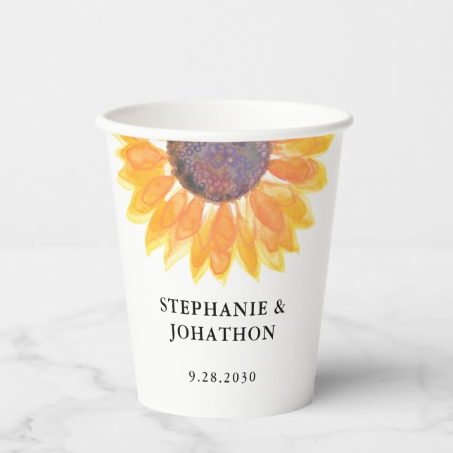 Sunflower Wedding  Paper Cups (Front)