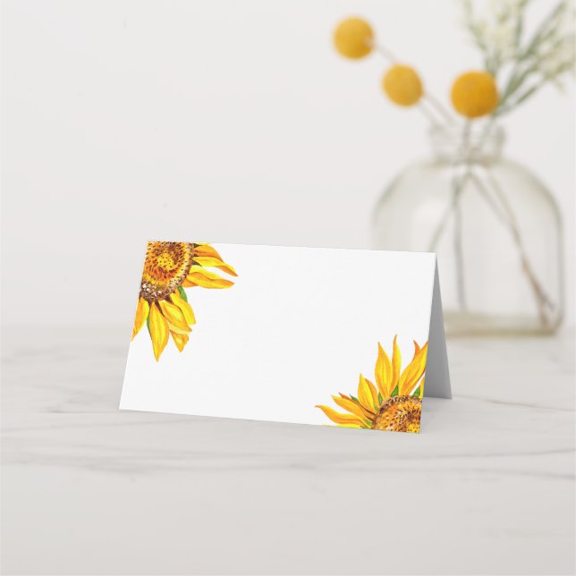 Sunflower wedding place cards (Front)