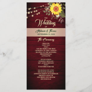 Sunflower Wedding Program