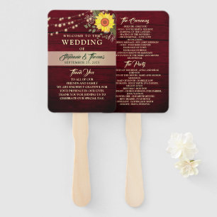 Sunflower Wedding Program Hand Fan