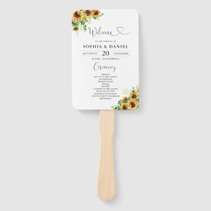 Sunflower Wedding Program Hand Fan