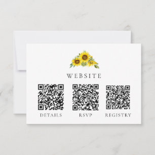 Sunflower Wedding QR Code Registry RSVP Website Card