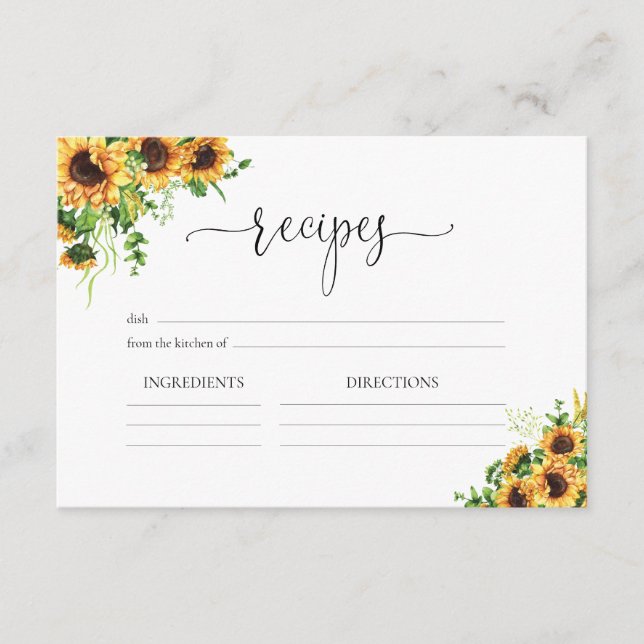 Sunflower Wedding Reception Enclosure Card (Front)
