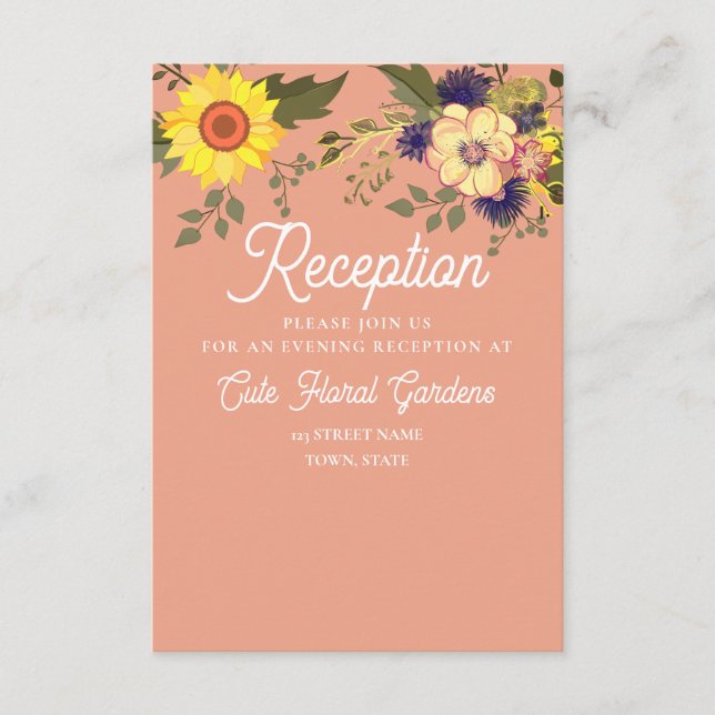 Sunflower Wedding Reception Enclosure Card (Front)