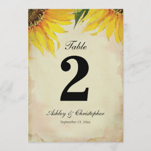 Sunflower Wedding Reception Table Number Two