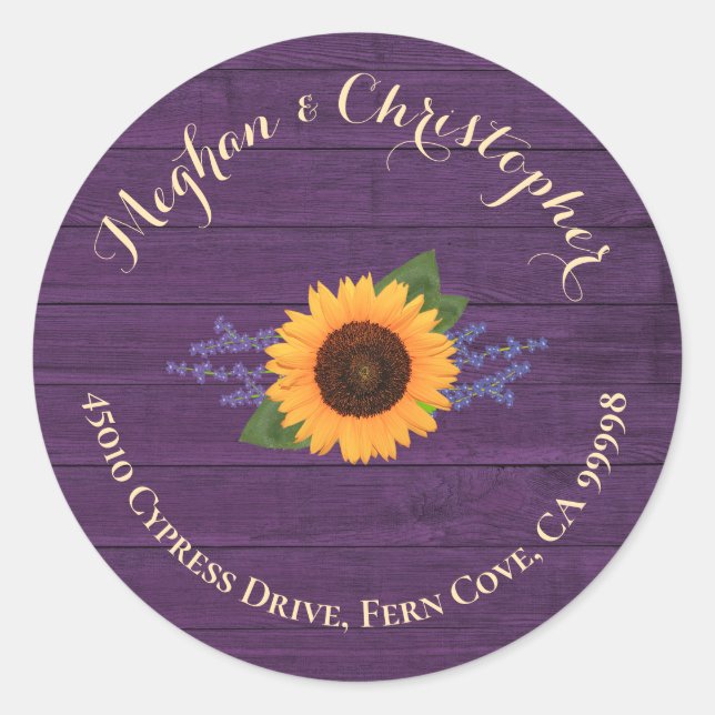 Sunflower Wedding Return Address Envelope Seal (Front)