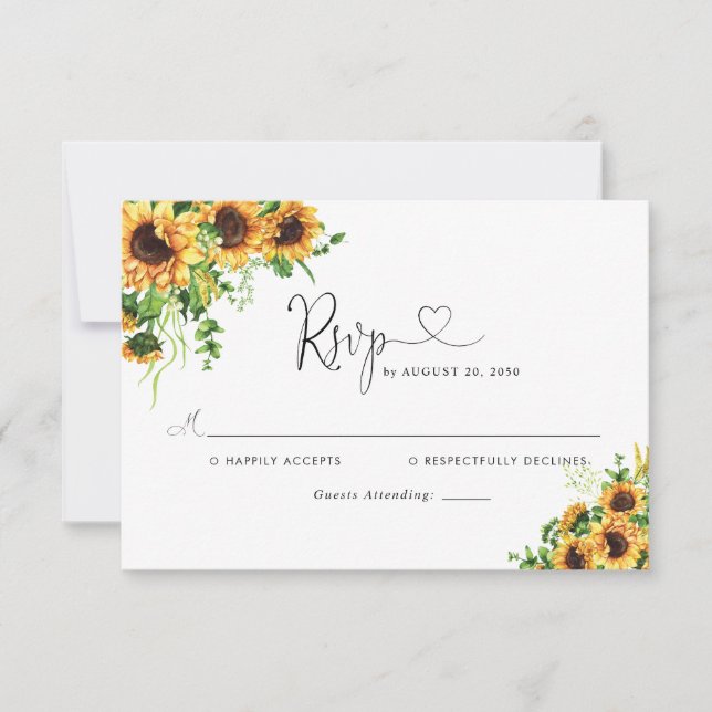 Sunflower Wedding RSVP Card (Front)